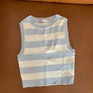 Zara Blue and White Striped Top